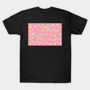 Sweet temptations, pink pastries catroons T-Shirt